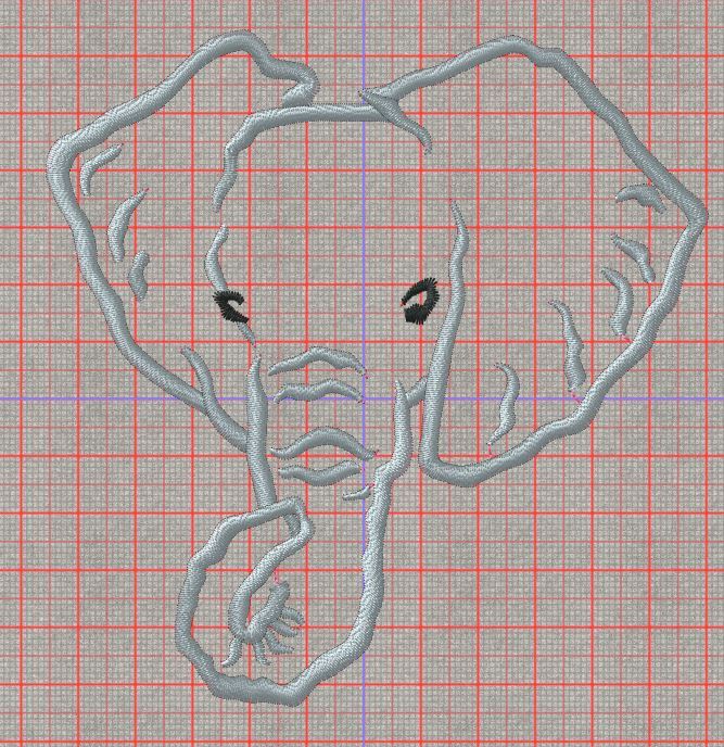 Elephant applique free embroidery pattern