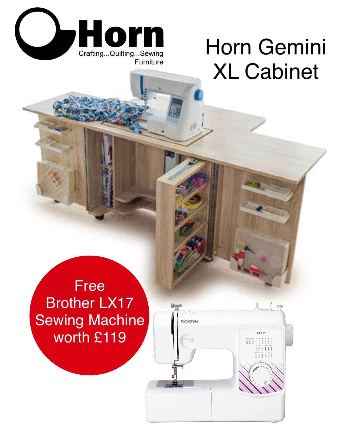 GEMINI XL Free Brother LX 17 Sewing Machine Sewing Machine Furniture