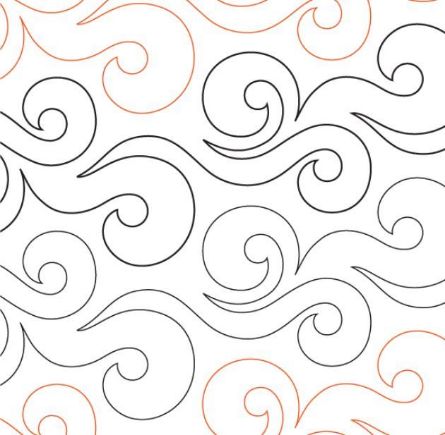 Bora Bora Pantograph (E2E) (Paper) by Natalie Gorman for Urban Elementz - Single row swirl design for machine quilting, reminiscent of ocean waves.