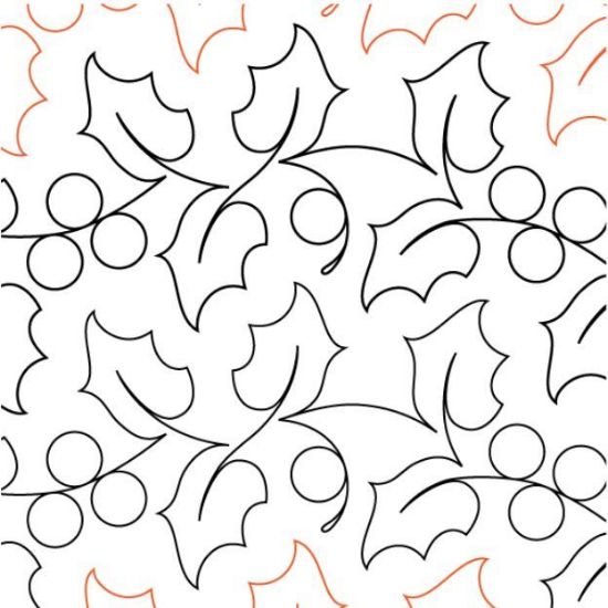 Christmas Holly Pantograph (E2E) (Paper) by Patricia E. Ritter for Urban Elementz - Single row holly design for machine quilting.