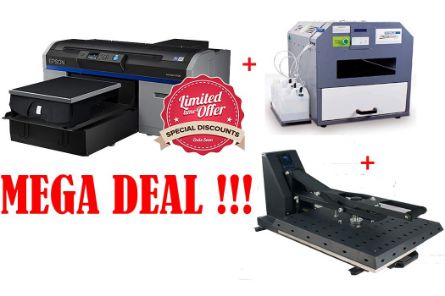 Picture of Epson SC-F2100 DTG Printer & Schulze Pre-treatment Machine Basic + Automatic Heat Press 