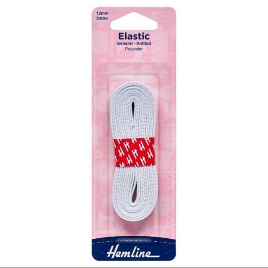General Purpose Knitted Elastic: 2m x 12mm: White