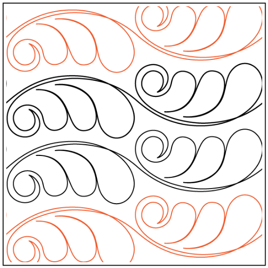 Andi's Feather Curl Pantograph (E2E) (Paper) by Andi Rudebusch for Urban Elementz - Single row feather design for machine quilting.