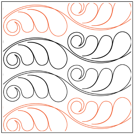 Andi's Feather Curl Pantograph (E2E) (Paper) by Andi Rudebusch for Urban Elementz - Single row feather design for machine quilting.
