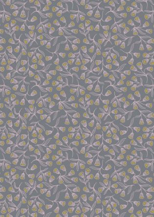 Enchanted Fabric | Enchanted Flowers Grey - Gold Metallic