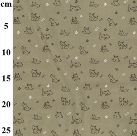 Picture of Doodle Dog Rose and Hubble Cotton Fabric biege