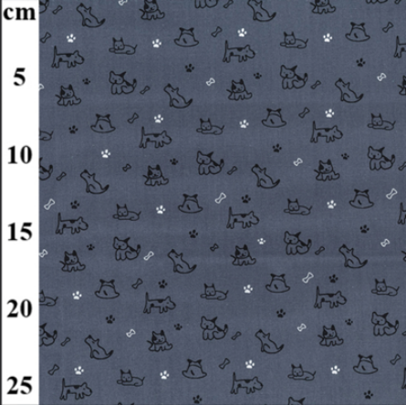 Picture of Doodle Dog Rose and Hubble Cotton Fabric - Grey