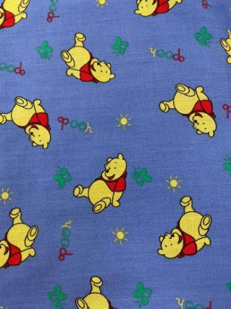 Picture of Winnie The Pooh Bear Poly Cotton Fabric Material 44" Blue 