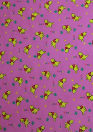 Picture of Winnie The Pooh Bear Poly Cotton Fabric Material 44" Pink