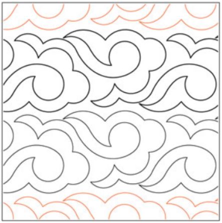 China Sea Pantograph (E2E) (Paper) by Keryn Emmerson for Urban Elementz - Single row ocean wave design for machine quilting.