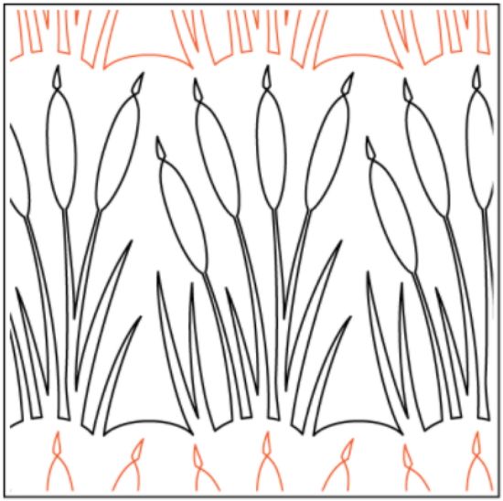 Cattails Pantograph (E2E) (Paper) by Deb Geissler for Urban Elementz - Single row cattail design for machine quilting.