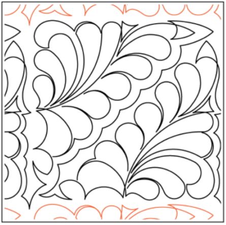 Bella Feather Pantograph (E2E) (Paper) by Keryn Emmerson for Urban Elementz - Single row flowing feather design for machine quilting.