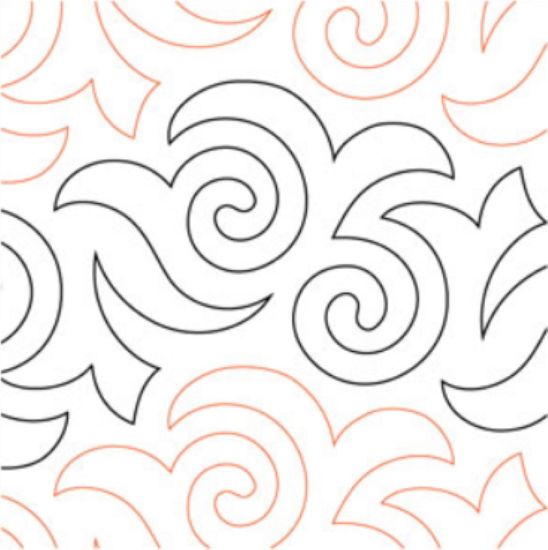 Bordeaux Pantograph (E2E) (Paper) by Sarah Ann Myers for Urban Elementz - Single row floral design for machine quilting.