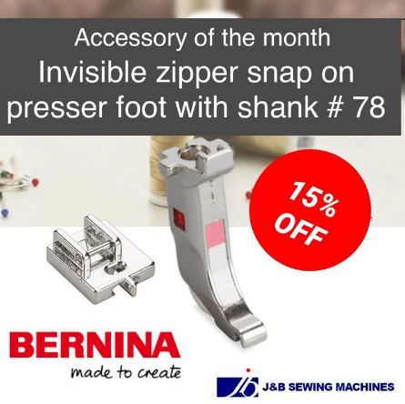 Picture of Bernina snap on invisible zipper foot with shank 