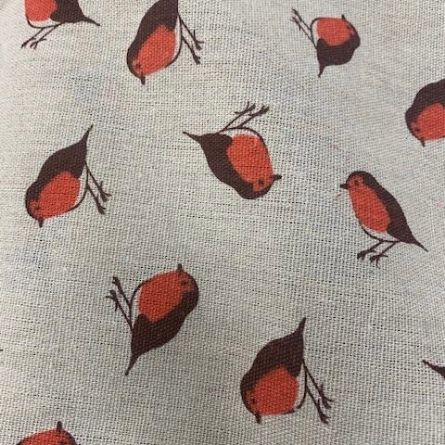 Picture of  Robins ,Linen Look Fabric for Crafts /Cushions/Table Runner