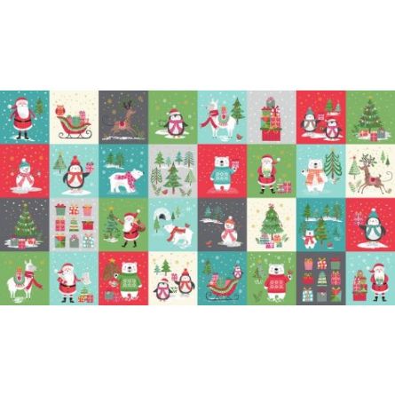 Picture of Let It Snow Cotton Fabric Christmas Blocks Panel Makower