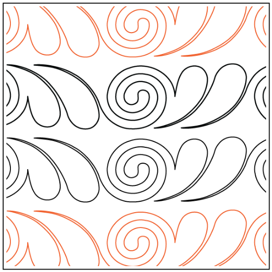 Darlene's Feather & Swirl #2 Pantograph (E2E) (Paper) by Darlene Epp for Urban Elementz - Single row feather and swirl design for machine quilting.
