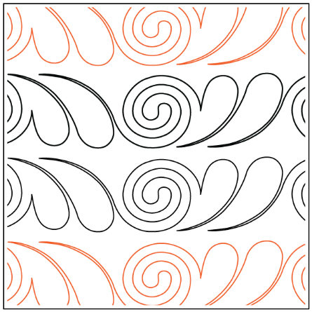 Darlene's Feather & Swirl #2 Pantograph (E2E) (Paper) by Darlene Epp for Urban Elementz - Single row feather and swirl design for machine quilting.