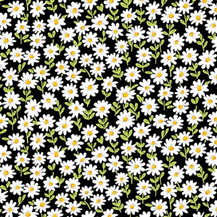 Picture of Makower Sunny Bee Daisies Black Quilting Fabric