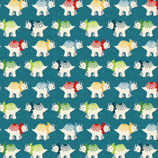 Picture of Makower Dino Friends TP 2538B Blue Triceratops By The Yard