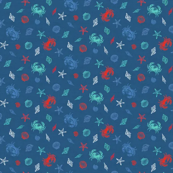 Picture of Makower: Nautical Fabric  Shells 2498 B
