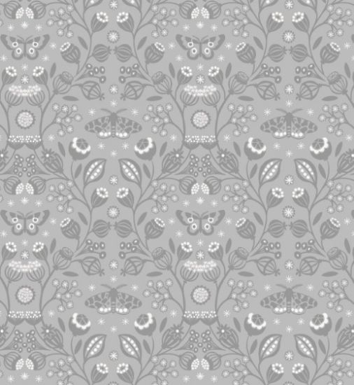 Picture of Lewis & Irene - Winter botanical on grey with pearl A786.1