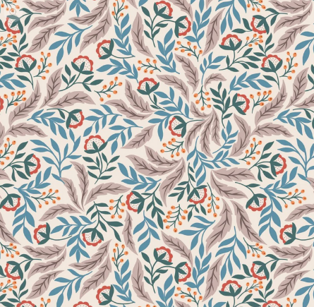 Picture of Lewis & Irene - Floral - Wintertide Fabric Range  - Copper Metallic on Cream A585.1