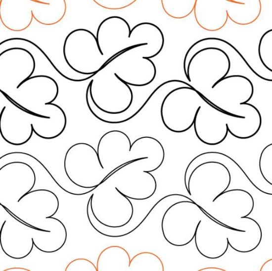 Abundant Leaves Quilting Pantograph (E2E) (Paper) by Hermoine Agee for Urban Elementz - Single row leaf design for machine quilting.
