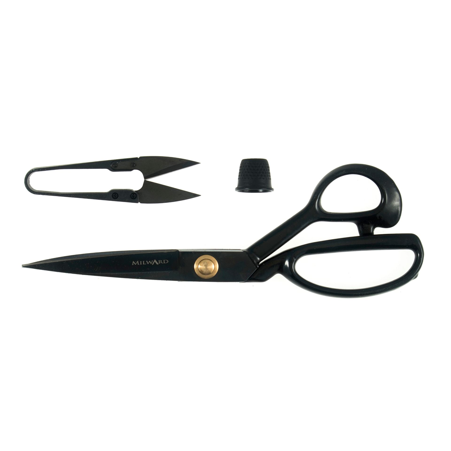 Milward Scissor Gift Set - 28cm Dressmaking Shears & 10cm Thread Snips With Thimble, Black - View #6