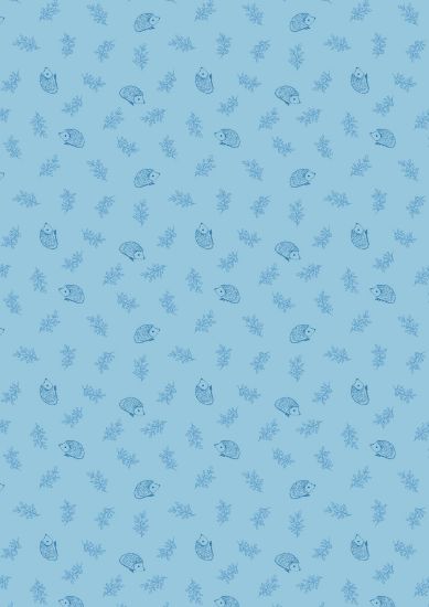 Small fern and hedgehog on blue