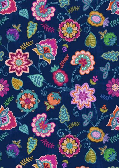 Picture of Lewis & Irene - Sambramha Floral on Dark Blue by John Scott A976C