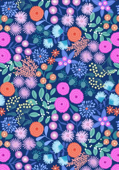 Picture of Lewis & Irene - Landscape floral on dark blue - L23C